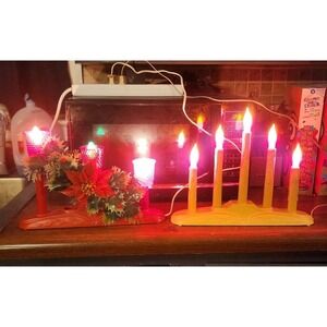 Vintage Lot Of 2 Electric Beacon Kitschy Christmas Window Candelabras, RARE MCM